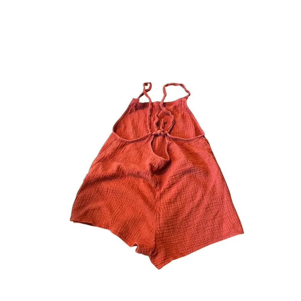 xhiliration Rust Waffled Shorts Romper Summer Size XL